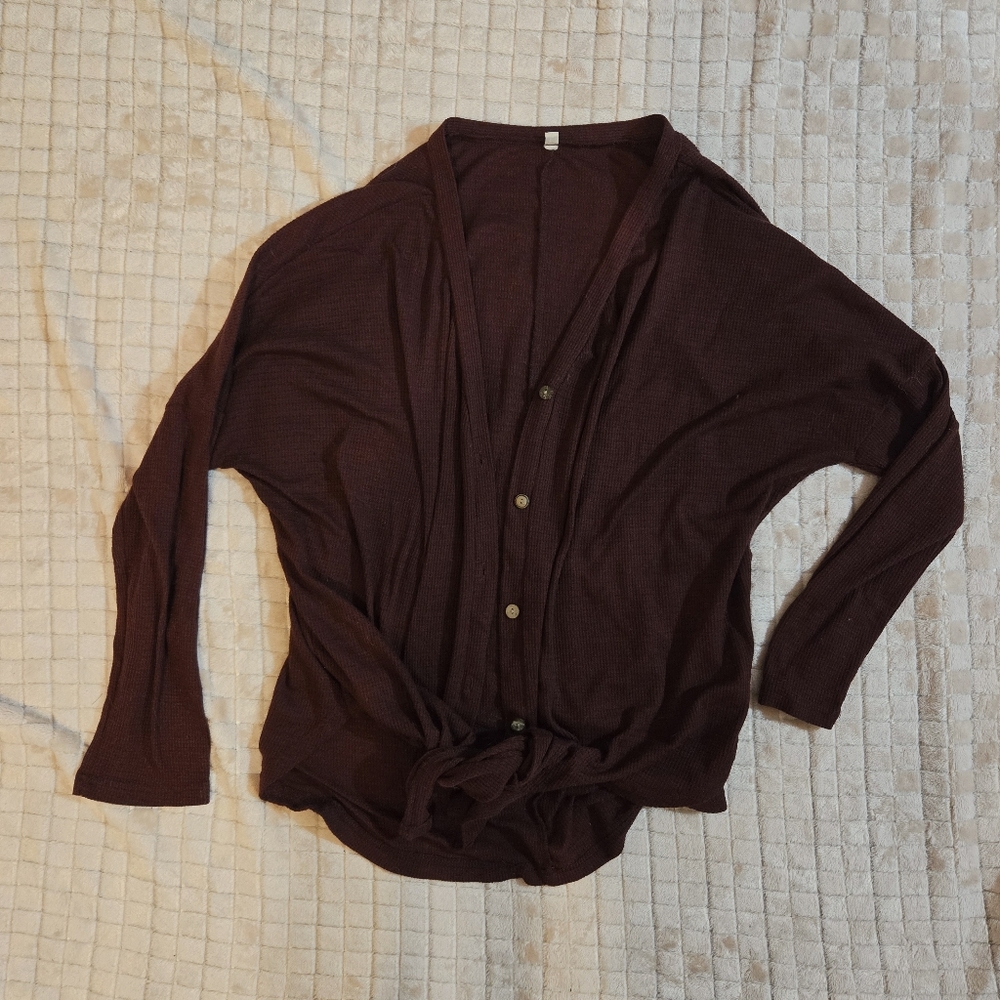 Women's Maroon Button-Up Cardigan